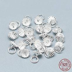 925スターリングシルバーペンダントベイル  片穴パーツ用  丸カン付き  銀  6~7x6~6.5mm  穴：4mm  ピン：1mm&nbsp;STER-T002-46S