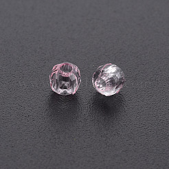 透明なアクリルビーズ  多面カット  ラウンド  ピンク  4x4mm  穴：1.5mm  約16100個/500g&nbsp;MACR-S373-85-B08