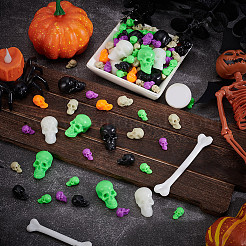 150個 9スタイル ハロウィンテーマ 光るプラスチック製スカルディスプレイデコレーション  暗闇で光る飾り  ホームオフィスパーティーの装飾用  ミックスカラー  15~34.5x9~20x10~22.5mm&nbsp;KY-SP0001-76