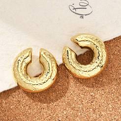 304ステンレススチール製C字型カフイヤリング（女性用）  イオンプレーティング（ip）  14KGP本金メッキ  30x10mm&nbsp;EJEW-M068-06G