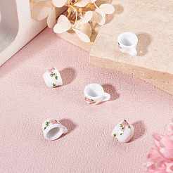 磁器ミニティーカップ5個  ドールハウス マイクロ風景装飾アクセサリー  ホワイト  16.5x12.5x9.5mm  穴：1mm&nbsp;AJEW-TA0003-15