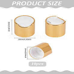 アルミメッキプラスチックプレスキャップ10個  交換用ディスクトップ  ディスペンシング ローション ボトル クロージャー  コラム  ゴールド  28x28mm  内径：24mm&nbsp;AJEW-LP0004-28B