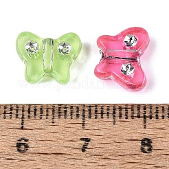 プラスチック蝶のビーズ  シルバーライン入り  ミックスカラー  8.5~9x11x4mm  穴：1.5mm  約2083個/500g&nbsp;KY-Q002-06