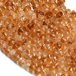 加熱された天然シトリンビーズ連売り  ロンデル  多面カット  9.5~10x6.5~7.5mm  穴：1mm  約54~57個/連  15.24~15.43''（38.7~39.2センチメートル）&nbsp;G-C280-A04-02