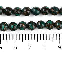 天然マラカイトとブロンズ石のビーズ連売りを組み立てたもの  ラウンド  6mm  穴：0.8mm  約67個/連  15.98''（40.6センチメートル）&nbsp;G-A230-D02-02