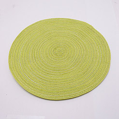 シグネチャーコットンカップマット  テーブルマット  ラウンド  黄緑  365x1.5mm&nbsp;AJEW-WH0017-23