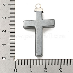 宗教合成非磁性ヘマタイト＆合金ペンダント  イエス・クロスチャーム  原色  38.5x22x6mm  穴：2.4mm&nbsp;G-C136-02