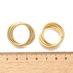 201ステンレススチールスタッドピアス  304ステンレスピン付き  PVD真空メッキ  フラットラウンド  ゴールドカラー  25x29mm&nbsp;EJEW-Q026-01G