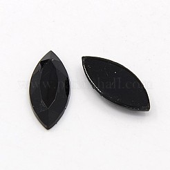 模造台湾アクリルラインストーンカボション  フラットバック＆多面  馬の目  ブラック  20x9x3mm  約500個/袋&nbsp;GACR-A021-9x20mm-18