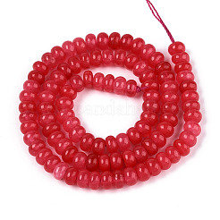 染め加工天然石ホワイトジェイドビーズ連売り  ロンデル  レッド  6~6.5x4~4.5mm  穴：1mm  約86~90個/連  14.57~15.16''（37~38.5センチメートル）&nbsp;X-G-T139-59A-05