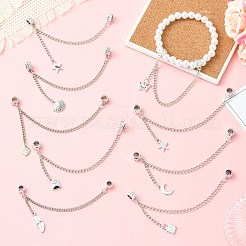 9個 9スタイル 亜鉛合金製ヨーロピアンセーフティチェーン ダングルチャーム付き  銀色のメッキ  混合図形  135~160mm  穴：4.8~5.8mm  1個/スタイル&nbsp;HJEW-CJ0001-23
