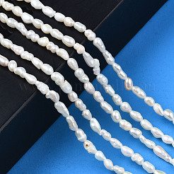 天然養殖淡水パールビーズ連売り  ライス  貝殻色  2.5~8x2.5~3.5mm  穴：0.6mm  約42~55個/連  13.35~13.78インチ（33.9~35cm）&nbsp;PEAR-N012-02F