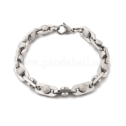 304ステンレススチールリンクチェーンブレスレット  ステンレス鋼色  8-1/4インチ（21cm）&nbsp;BJEW-P351-02P