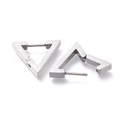 変色しにくい304ステンレススチール製フープピアス  三角形  ステンレス鋼色  16x18x3mm  ピン：1mm  12のペア/カード&nbsp;EJEW-O099-09P