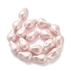 電気メッキ磁器ビーズ連売り  ティアドロップ  ピンク  24x15~16mm  穴：1.4mm  約17個/連  15.87インチ（40.3cm）&nbsp;BSHE-C009-04C