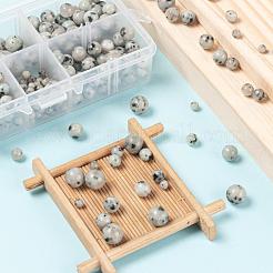 340個4サイズ天然セサミジャスパー/キウイジャスパービーズ  ラウンド  4mm / 6mm / 8mm / 10mm  穴：0.6~1mm&nbsp;G-LS0001-33