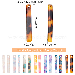 樹脂チャーム  長方形  ミックスカラー  35x4.5~5x2.5mm  穴：1.5mm&nbsp;FIND-PH0005-41