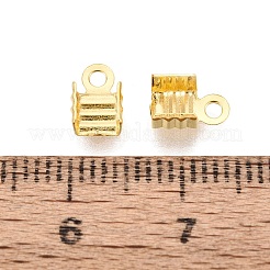 アイアン製折りたたみ式カシメエンドパーツ  圧着コードの端を折ります  ゴールドカラー  7x4.5x4mm  穴：1.4~1.5mm  約10000個/袋&nbsp;IFIN-R204-27G-01
