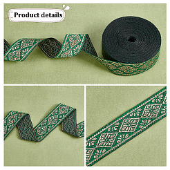 エスニック刺繡ポリエステルフラットリボン  ジャカードリボン  花柄  1インチ（25mm）&nbsp;OCOR-WH0074-26