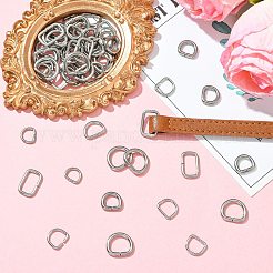 60個 6スタイル 304ステンレススチールDリング  ウェビング用  ストラップバッグ  服飾材料  ステンレス鋼色  9~13.5x10~16x1.5~2.5mm  穴：6~9x7~12.5mm  10個/スタイル&nbsp;STAS-CJ0003-36