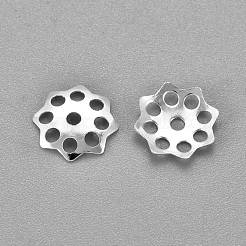 201ステンレススチールビーズキャップ  花  マルチ花弁  銀  10x1.5mm  穴：1.5mm&nbsp;STAS-F040-21B-S