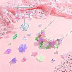 DIYの花葉探しキット  透明アクリルパーツを含む  アクリルビーズキャップ  ミックスカラー  24x22.5x3mm  穴：1mm&nbsp;DIY-NB0015-55