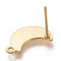 304ステンレススチールスタッドピアス金具  カン付き  ムーン  18KGP本金メッキ  14.5x9mm  穴：1.4mm  ピン：0.7mm&nbsp;LS-STAS-I176-10G