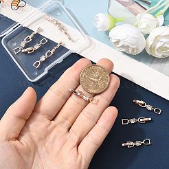 真鍮製クリアキュービックジルコニア折りたたみ式留め具12個  ローズゴールド  35x6mm&nbsp;KK-BBC0021-35