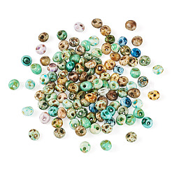ピカソガラスシードビーズ  丸い穴  ティアドロップ  ミックスカラー  5x4.5x4mm  穴：1.4mm  120個/セット&nbsp;SEED-TADJ0001-05A