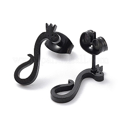 304ステンレススチールスタッドピアス  ヘビ  電気泳動黒  14.5x4.5mm&nbsp;EJEW-H136-01EB
