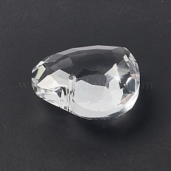 クリアガラスペンダント  シャンデリアクリスタル吊り下げペンダント用  多面カット  ハート  透明  32x33x13.5mm  穴：1.8mm&nbsp;GLAA-F118-02