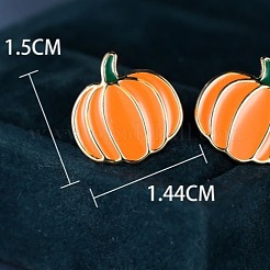 かぼちゃ合金エナメルスタッドピアス  ゴールドカラー  15x14.4mm&nbsp;FS-WG288E2-01