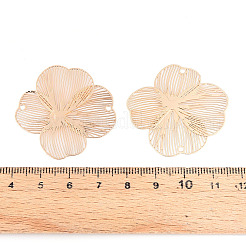 真鍮製コネクタチャーム  エッチングされた金属装飾  カドミウムフリー＆ニッケルフリー＆鉛フリー  花  ライトゴールド  35.5~36.5x36~36.5x0.3mm  穴：1.5mm&nbsp;KKC-T003-02KCG