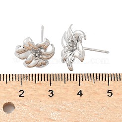 真鍮スタッドピアス  花  プラチナ  13x16mm  穴：3x2mm&nbsp;KK-U069-01P