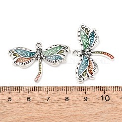 合金エナメルチャーム  アンティークシルバー  トンボ  23.5x34.5x3.5mm  穴：1.8mm&nbsp;PALLOY-F319-02B-AS