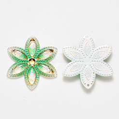透明アクリルリンクコネクター  メッキ底付き  花  ライムグリーン  30x26x3mm  穴：1mm&nbsp;TACR-R140-04B