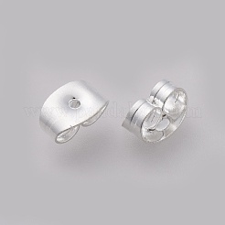 304ステンレススチール製イヤーナット  スタッド イヤリングのフリクション イヤリング バック  銀色のメッキ  6x4.5x3mm  穴：0.8~1mm&nbsp;X-STAS-L222-44S