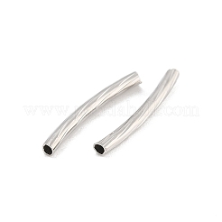 真鍮製カーブチューブビーズ  カドミウムフリー＆鉛フリー  プラチナ  15x1.2mm  穴：0.9mm&nbsp;KK-B120-01B-P