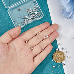 100個 5スタイル 真鍮スペーサービーズ  長持ちメッキ  多面カットラウンド  925銀メッキ  2~5.5x2~5mm  穴：1~2mm  20個/スタイル&nbsp;KK-HS0015-44