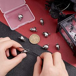 304ステンレススチールペンダント8個  スカル  アンティークシルバー  20x9x13mm  穴：3.5mm&nbsp;STAS-UN0037-53