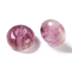 ツートン樹脂ヨーロピアンビーズ  大穴ビーズ  ロンデル  パープル  13.5x8mm  穴：5mm&nbsp;RESI-F055-09J