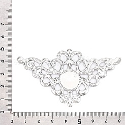 鉄カボションコネクタのセッティング  エッチングされた金属装飾  三角の花  プラチナ  トレイ：14mm  47x78.5x1mm  穴：1.4mm&nbsp;FIND-B020-06P
