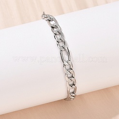 女性用304ステンレススチールフィガロチェーンブレスレット  ステンレス鋼色  7-1/8インチ（18cm）&nbsp;BJEW-G757-15P