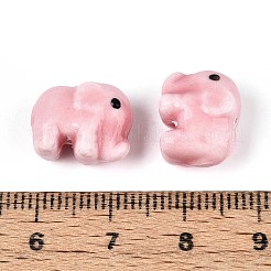 ハンドメイドの磁器セラミックビーズ  手描き  ファミーユスタイルバラ  象  ピンク  11x14x8mm  穴：1.6~1.8mm&nbsp;X-PORC-T133-27E