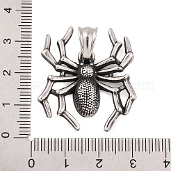 304ステンレスペンダント  クモのチャーム  アンティークシルバー  32.5x28.5x5mm  穴：8x4.5mm&nbsp;STAS-K283-21B-AS