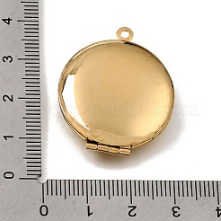 304ステンレススチールロケットペンダント  エナメル  花のチャームが付いた円形  ゴールドカラー  ブルー  32x27x7mm  穴：1.8mm&nbsp;SA-CBA9EE7-05G-A