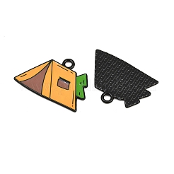 焼付塗装合金エナメルペンダント  テントチャーム  ディープスカイブルー  19x27x1mm  穴：2mm&nbsp;AL-CBA79B7-01EB-01