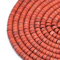 天然石レッドジャスパービーズ連売り  艶消し  ディスクビーズ  ヒシビーズ  4~4.5x2~2.5mm  穴：1mm  約155~157個/連  15.24インチ（38.7cm）&nbsp;G-P575-B22-4x2mm