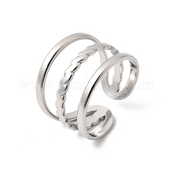 304ステンレススチールカフオープンリング  ステンレス鋼色  14.5mm  18mm&nbsp;RJEW-P188-02G-P