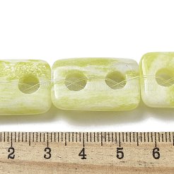 天然石レモンジェイド翡翠ビーズ連売り  長方形  2穴  25x17x5mm  穴：6mm  約16個/連  15.75~15.94''（40~40.5センチメートル）&nbsp;G-H074-A01-01